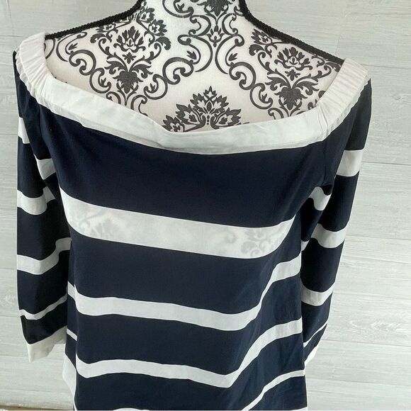 Derek Lam 10 Crosby Off The Poplin Striped Off The Shoulder Tunic Top - Picture 4 of 9